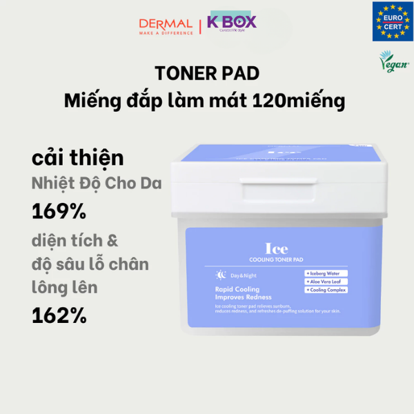 Toner Pad Dermal Ice Cooling Hộp 120 Miếng - Toner Pad Làm Mát Tức